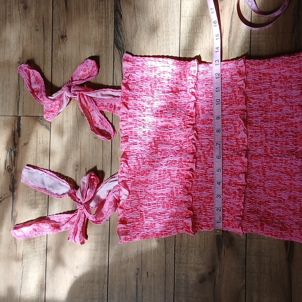 Pink Floral Ruffle Mini Dress. Size XS - Picture 15 of 17